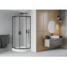 Mexen Rio Duschkabine halbrund 80 x 80 cm, matt, schwarz + Rio Duschwanne, weiß - 863-080-080-70-30-4710