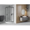 Mexen Rio Duschkabine halbrund 90 x 90 cm, Milchglas, schwarz + Rio Duschwanne, weiß - 863-090-090-70-30-4710