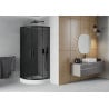Mexen Rio Duschkabine halbrund 90 x 90 cm, grafit, schwarz + Duschwanne Rio, weiß - 863-090-090-70-40-4710