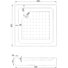 Mexen Rio quadratische Duschkabine 80 x 80 cm, schwarze Streifen, schwarz + Duschwanne, weiß - 860-080-080-70-20-4510