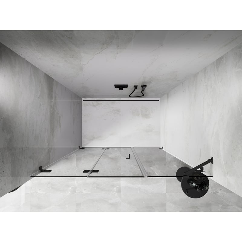 Mexen Lunar-F faltbare Duschabtrennung links 130 cm, transparent, Gun Metal - 836S-130-050-95-00-L