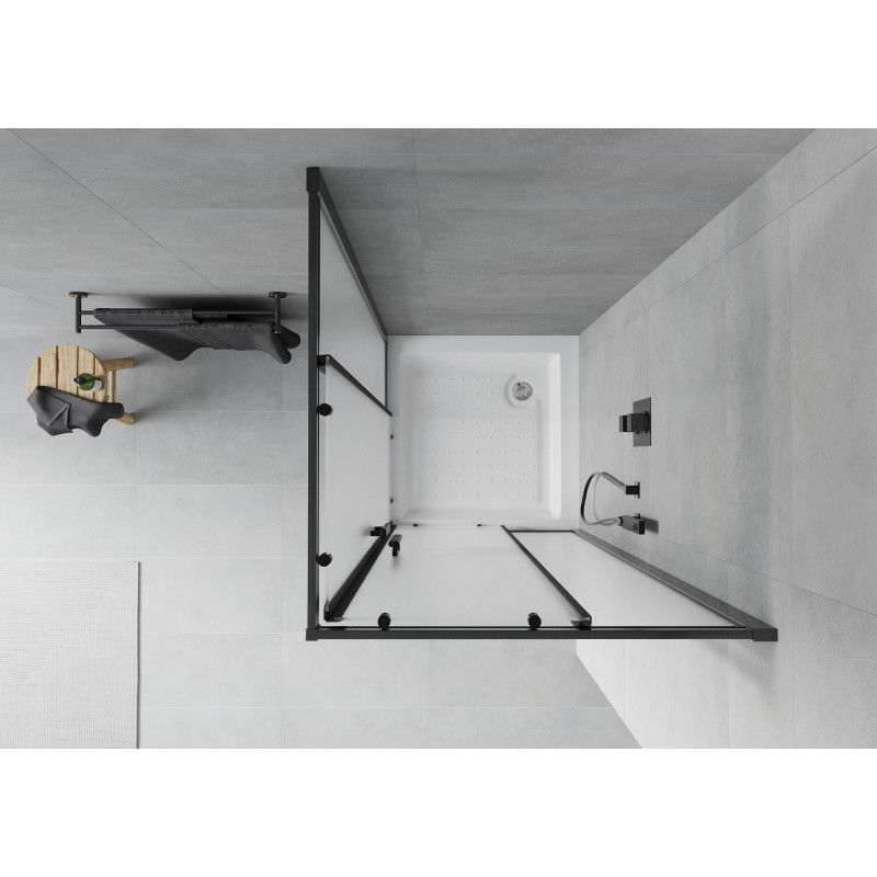 Mexen Rio quadratische Duschkabine 80 x 80 cm, matt, schwarz + Duschwanne Rio, weiß - 860-080-080-70-30-4510