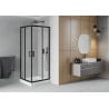 Mexen Rio quadratische Duschkabine 80 x 80 cm, matt, schwarz + Duschwanne Rio, weiß - 860-080-080-70-30-4510