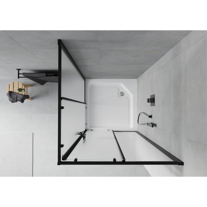 Mexen Rio quadratische Duschkabine 90 x 90 cm, matt, schwarz + Duschwanne Rio, weiß - 860-090-090-70-30-4510