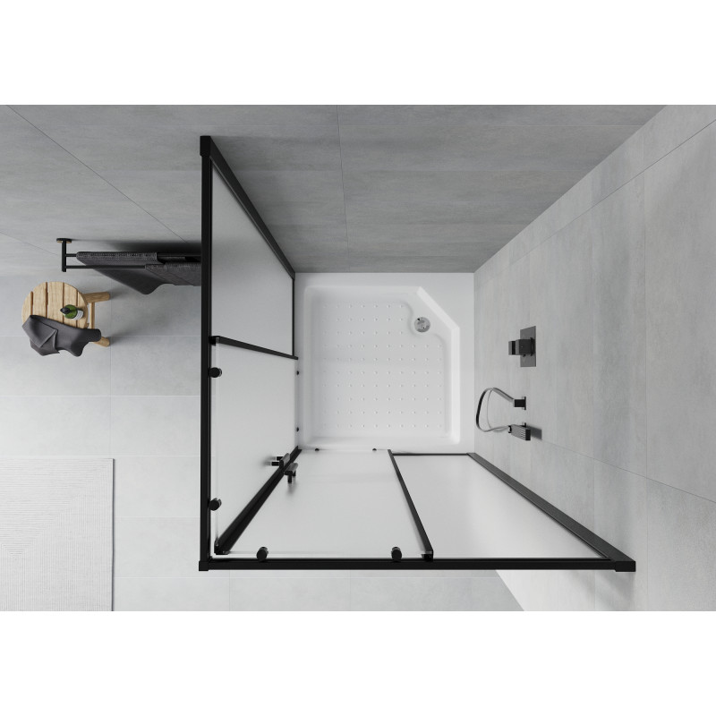 Mexen Rio Quadratische Duschkabine 90 x 90 cm, schattiert, schwarz + Duschwanne, weiß - 860-090-090-70-30-4510