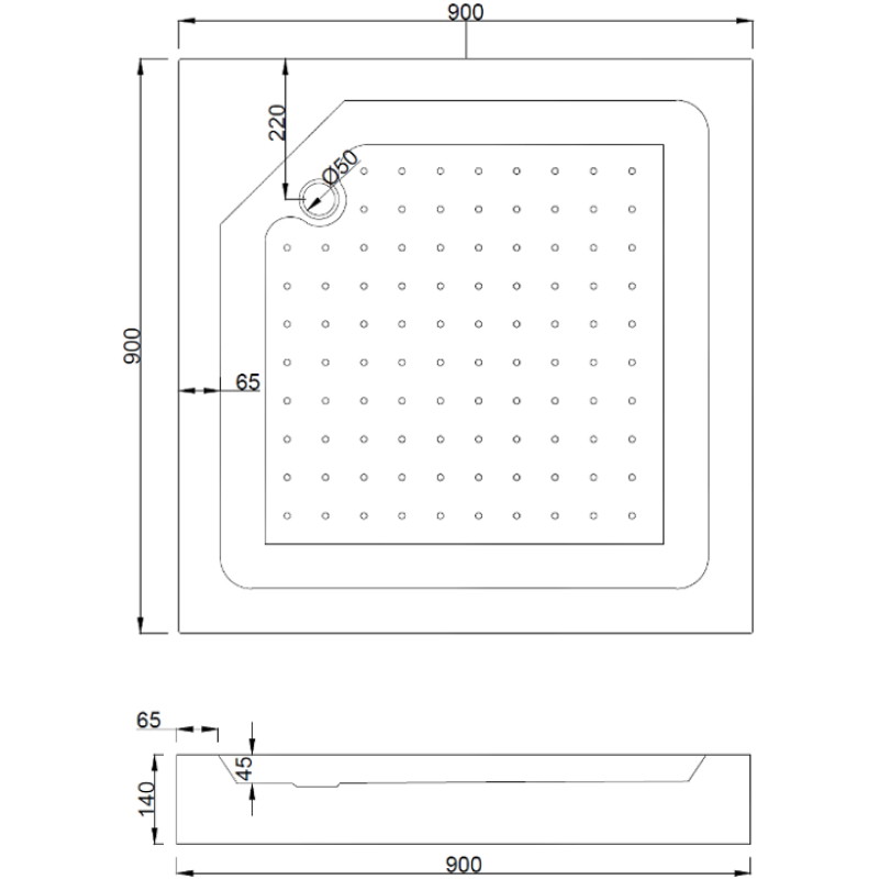 Mexen Rio Quadratische Duschkabine 90 x 90 cm, satiniert, schwarz + Duschwanne, weiß - 860-090-090-70-30-4510