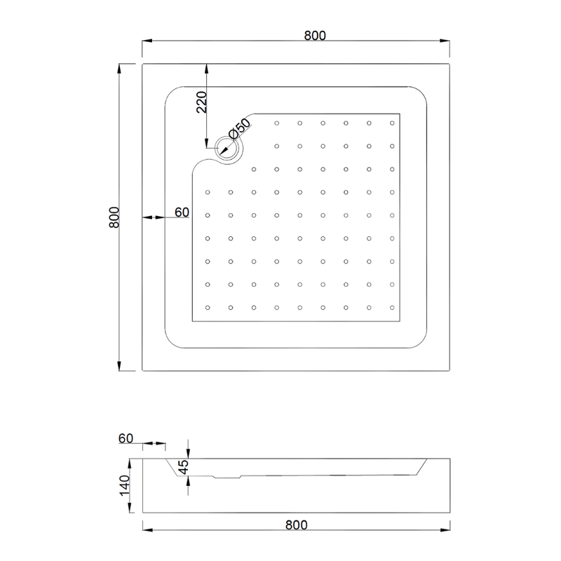 Mexen Rio Duschkabine quadratisch 80 x 80 cm, Graphit, Schwarz + Duschwanne Rio, Weiß - 860-080-080-70-40-4510