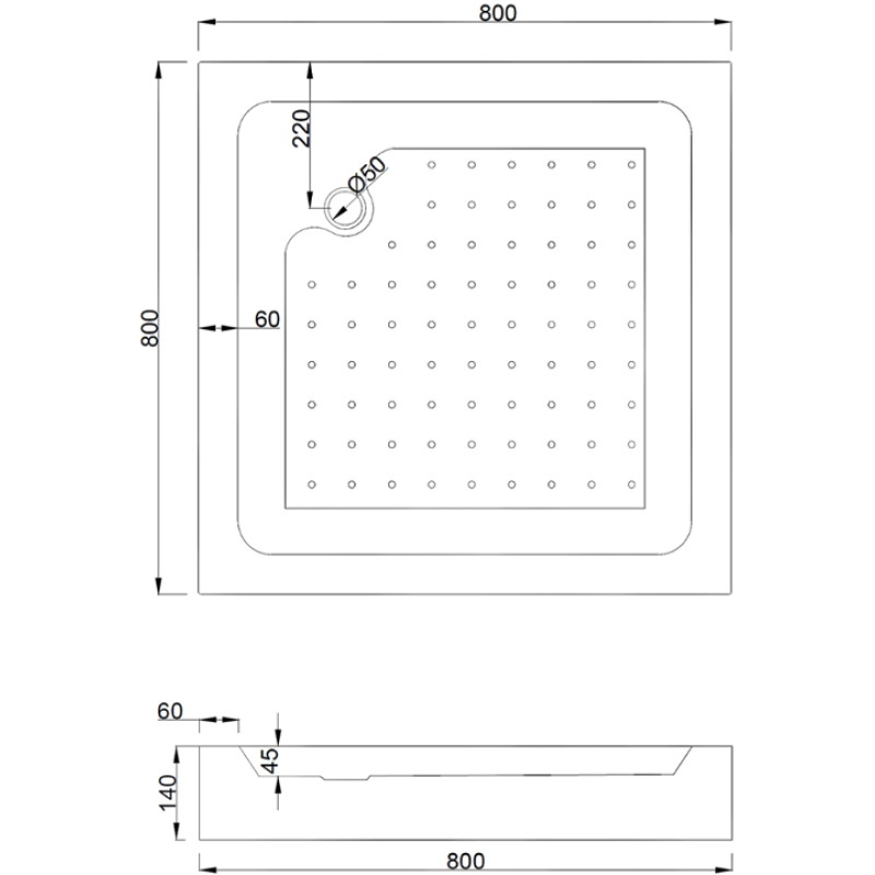 Mexen Rio quadratische Duschkabine 80 x 80 cm, Graphit, schwarz + Duschwanne, weiß - 860-080-080-70-40-4510