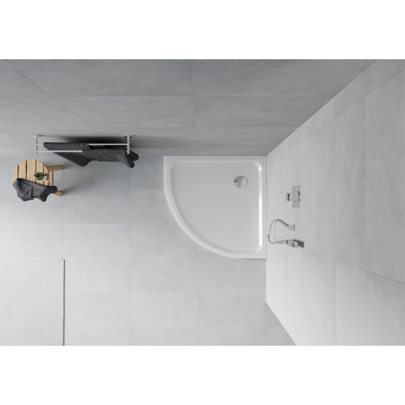 Mexen Flat halbkreis Duschwanne slim 100 x 100 cm, weiß, Chrom-Siphon - 41101010