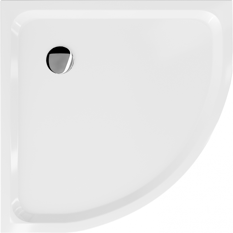 Mexen Flat halbkreis Duschwanne slim 100 x 100 cm, weiß, Chrom-Siphon - 41101010