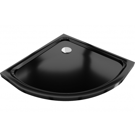 Mexen Flat Halbrunde Duschwanne Slim 100 x 100 cm, Schwarz, Chrom Siphon - 41701010