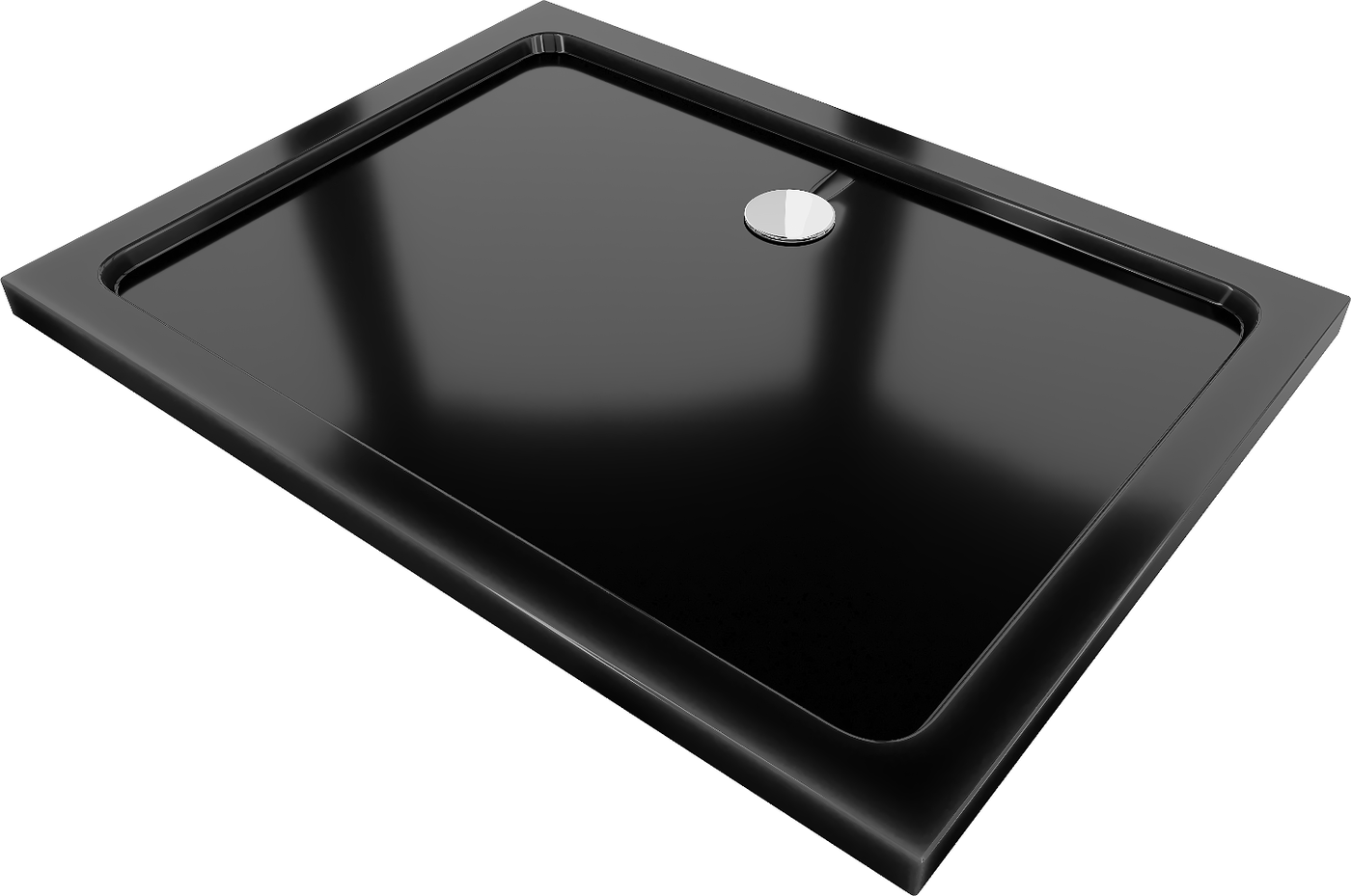 Mexen Flat rechteckige Duschwanne slim 90 x 70 cm, Schwarz, Siphon Chrom - 40707090