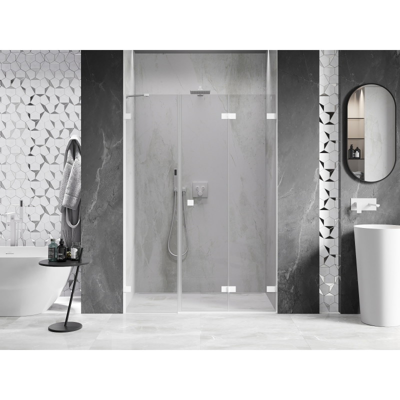 Mexen Lunar-F Falttür für Duschkabine rechts 150 cm, transparent, weiß - 836S-150-050-20-00-P