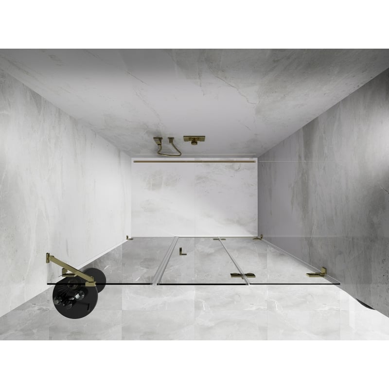 Mexen Lunar-F faltbare Duschabtrennung rechts 135 cm, transparent, gold - 836S-135-050-50-00-P