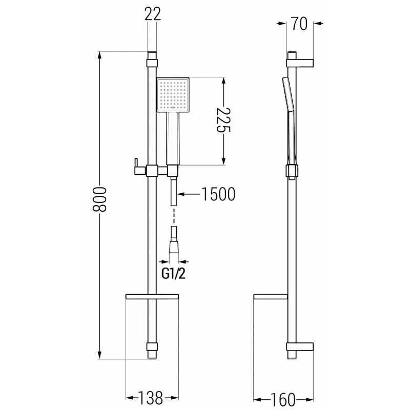Mexen DQ45 verstellbares Duschset, schwarz - 785454581-70