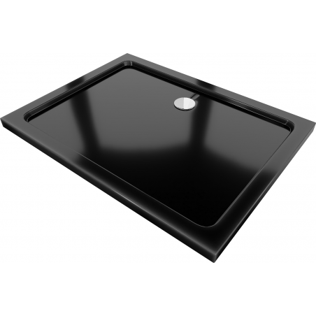 Mexen Flat rechteckige Slim-Duschwanne 110 x 80 cm, schwarz, Siphon Chrom - 40708011