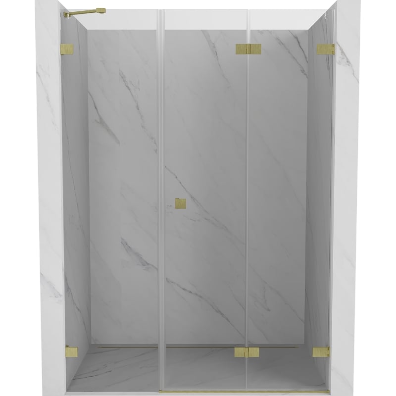 Mexen Lunar-F Duschklapptür rechts 125 cm, transparent, gebürstetes Gold - 836S-125-050-55-00-P