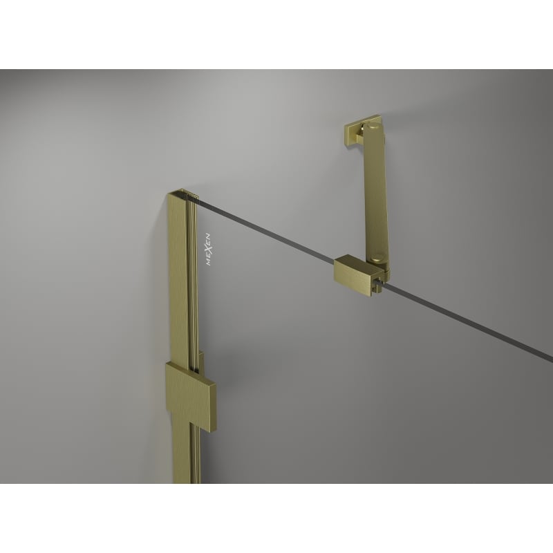 Mexen Lunar-F klappbare Duschwand rechts 130 cm, transparent, gebürstetes Gold - 836S-130-050-55-00-P