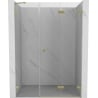 Mexen Lunar-F Falttür Dusche recht 140 cm, transparent, gebürstetes Gold - 836S-140-050-55-00-P