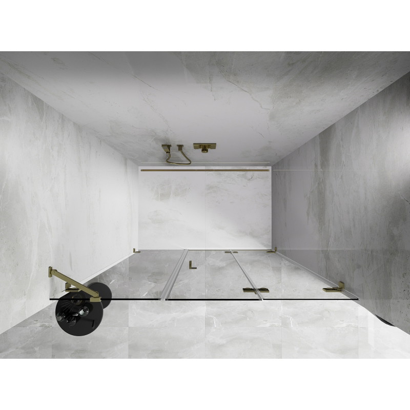 Mexen Lunar-F Faltbare Duschabtrennung rechts 150 cm, transparent, gebürstetes Gold - 836S-150-050-55-00-P