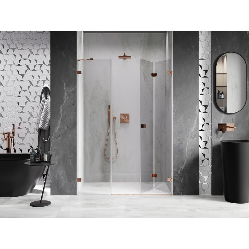 Mexen Lunar-F Falttür für Duschkabine Rechts 125 cm, transparent, Roségold - 836S-125-050-60-00-P