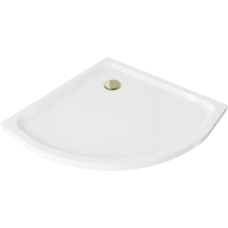 Mexen Flat Halbkreis-Duschwanne Slim 100 x 100 cm, weiß, goldener Siphon - 41101010G