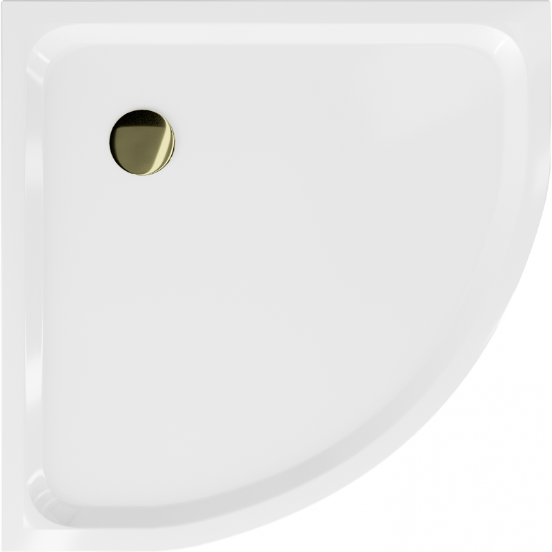 Mexen Flat Halbkreis-Duschwanne Slim 100 x 100 cm, weiß, goldener Siphon - 41101010G