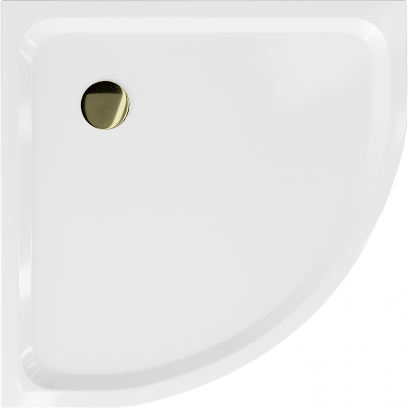 Mexen Flat Halbrunde Slim Duschwanne 100 x 100 cm, weiß, goldener Siphon - 41101010G
