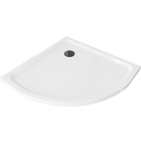 Mexen Flat Halbrunde flache Duschwanne 100 x 100 cm, weiß, schwarzer Siphon - 41101010B