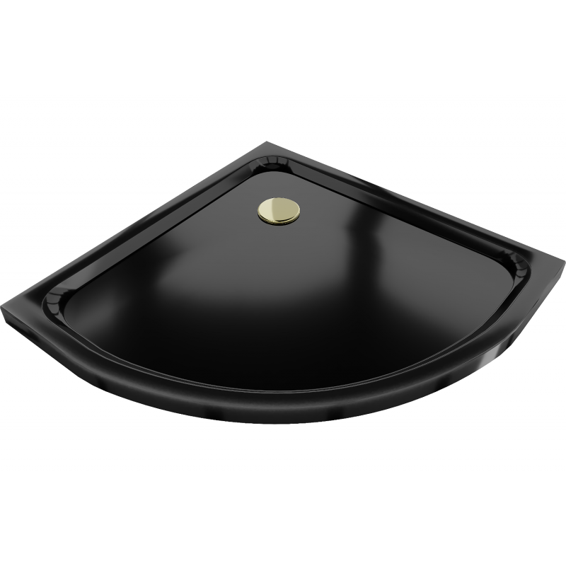Mexen Flat Halbkreis-Duschwanne Slim 100 x 100 cm, schwarz, goldener Siphon - 41701010G