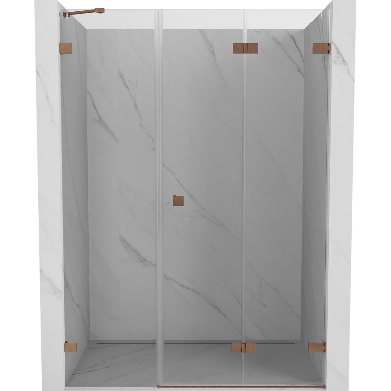 Mexen Lunar-F Falttür-Duschkabine rechts 125 cm, transparent, gebürstetes Kupfer - 836S-125-050-65-00-P