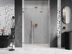 Mexen Lunar-F Falttür Duschwand rechts 130 cm, transparent, gebürstetes Kupfer - 836S-130-050-65-00-P