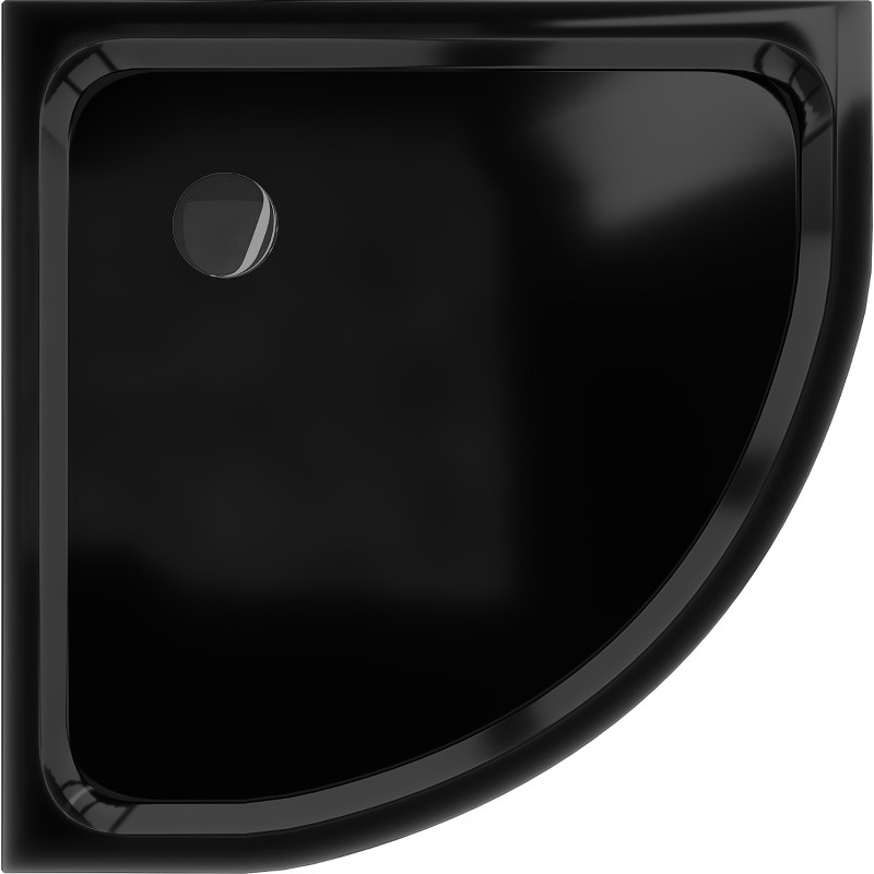 Mexen Flat Halbrunde Slim-Duschwanne 100 x 100 cm, Schwarz, Schwarzer Siphon - 41701010B