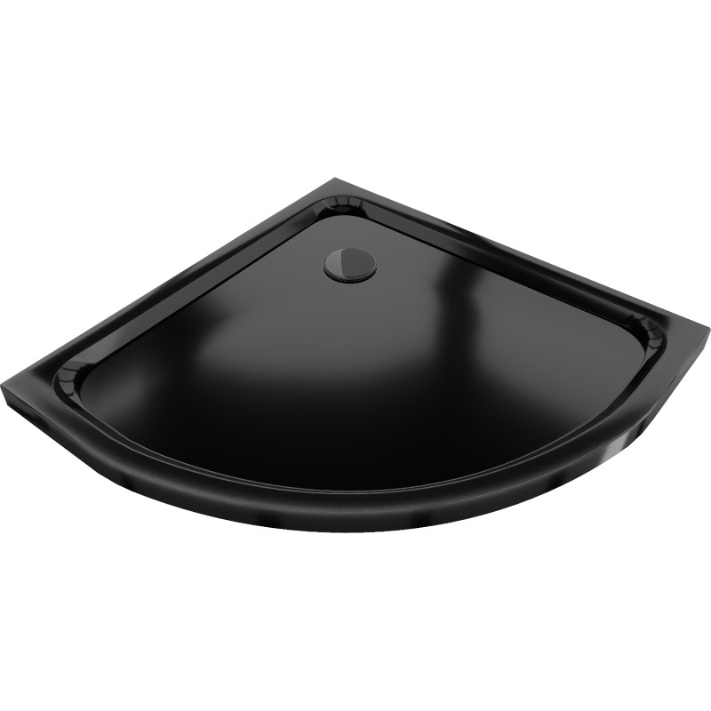 Mexen Flat Halbrunde Slim-Duschwanne 100 x 100 cm, Schwarz, Schwarzer Siphon - 41701010B