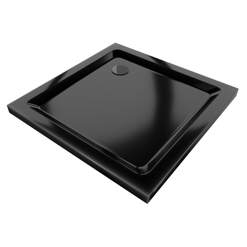 Mexen Flat Duschwanne quadratisch slim 70 x 70 cm, schwarz, schwarzer Siphon - 40707070B