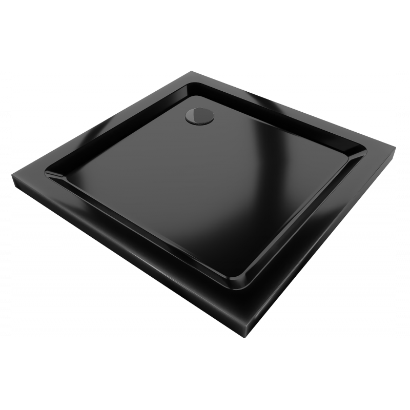 Mexen Flat quadratische Duschwanne Slim 70 x 70 cm, schwarz, schwarzer Siphon - 40707070B