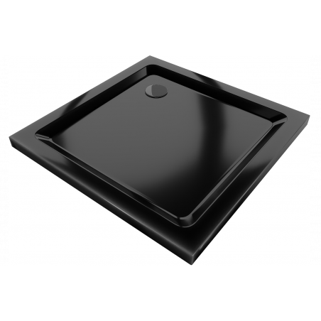 Mexen Flat Duschwanne quadratisch slim 70 x 70 cm, schwarz, schwarzer Siphon - 40707070B