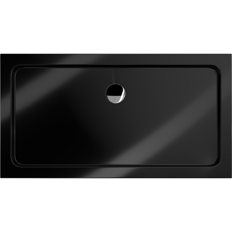 Mexen Flat rechteckige Slim-Duschwanne 140 x 70 cm, schwarz, Siphon chrom - 40707014