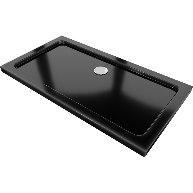 Mexen Flat schlanke rechteckige Duschwanne 120 x 70 cm, schwarz, Chromsiphon - 40707012
