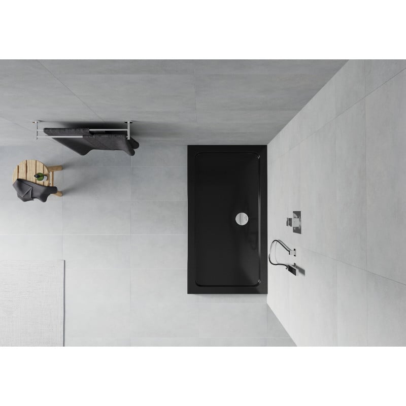 Mexen Flat rechteckige Slim-Duschwanne 120 x 70 cm, schwarz, Chrom-Siphon - 40707012