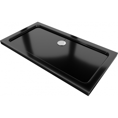 Mexen Flat rechteckige Duschwanne Slim 130 x 70 cm, schwarz, Siphon chrom - 40707013