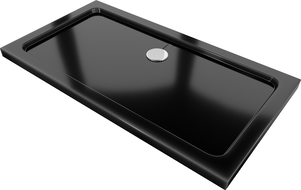 Mexen Flat Rechteckige Slim-Duschwanne 130 x 70 cm, schwarz, mit Chrom-Siphon - 40707013