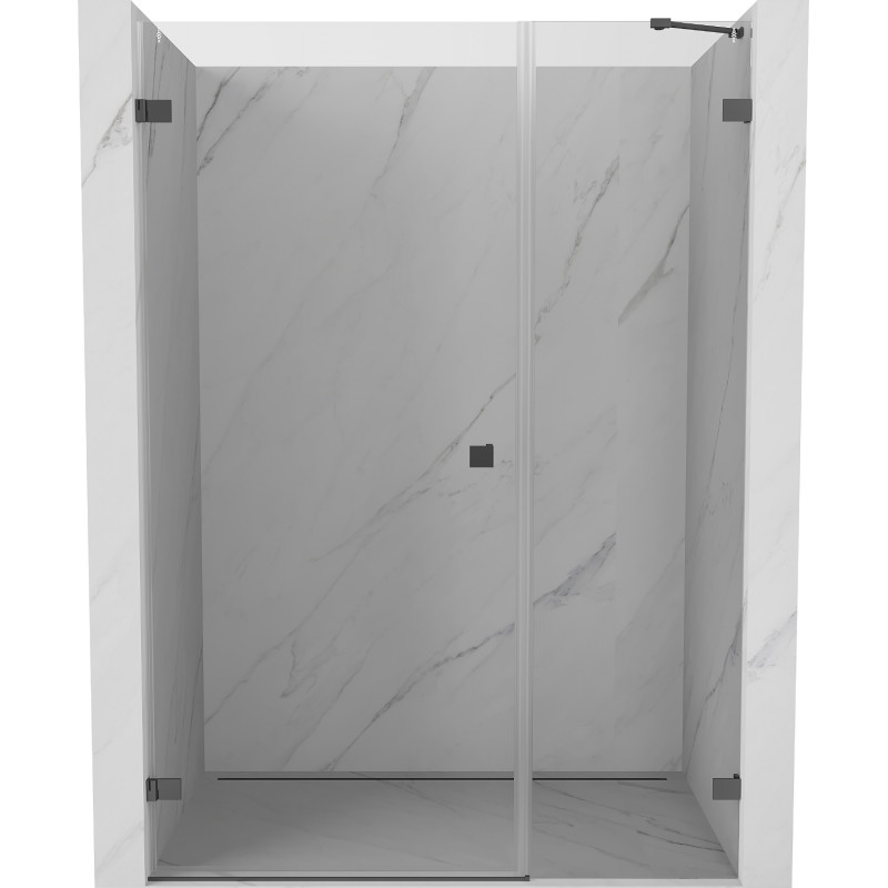 Mexen Lunar-B 145 cm links öffnende Duschtür, transparent, Gun Metal - 832S-145-050-95-00-L