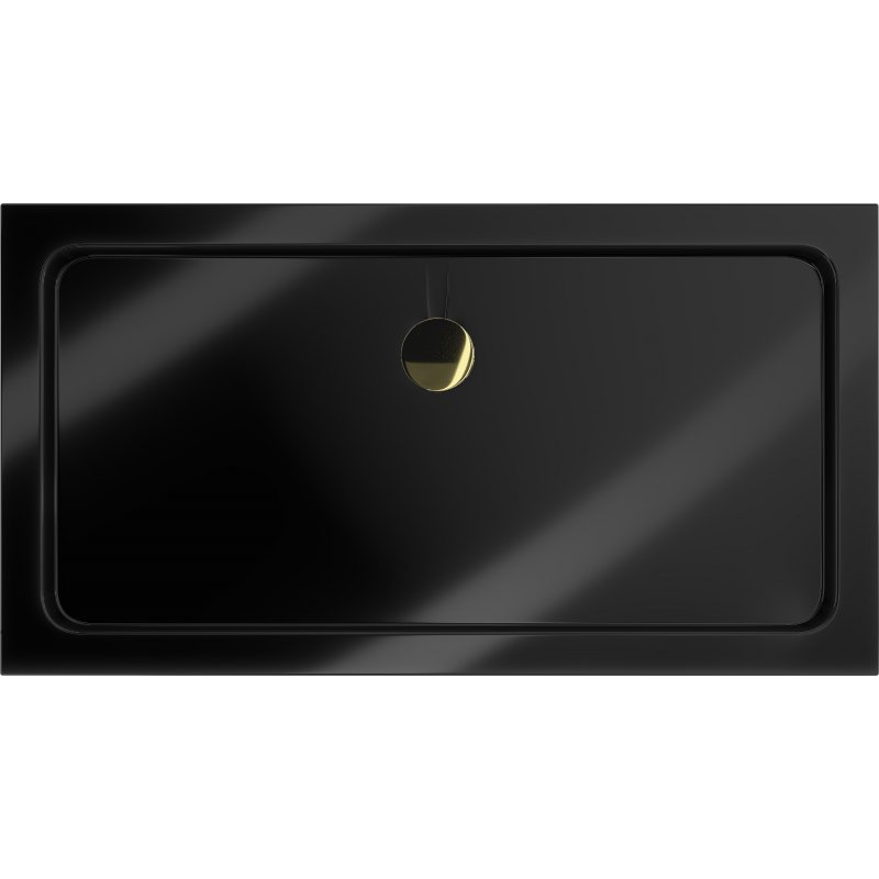 Mexen Flat rechteckige, schlanke Duschwanne 120 x 70 cm, schwarz, goldener Siphon - 40707012G