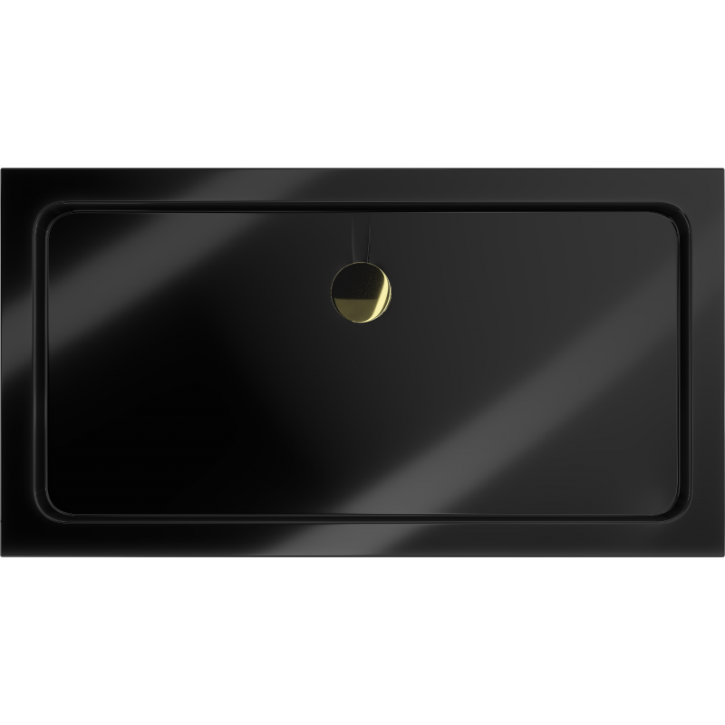 Mexen Flat rechteckige Slim-Duschwanne 130 x 70 cm, schwarz, goldener Siphon - 40707013G