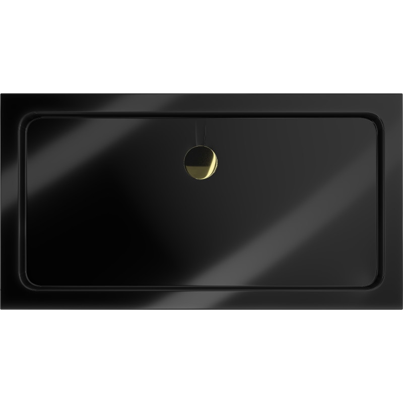 Mexen Flat rechteckige Slim-Duschwanne 130 x 70 cm, schwarz, Siphon gold - 40707013G