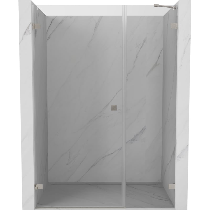 Mexen Lunar-B Duschdrehtür links 130 cm, transparent, gebürstetes Nickel - 832S-130-050-97-00-L