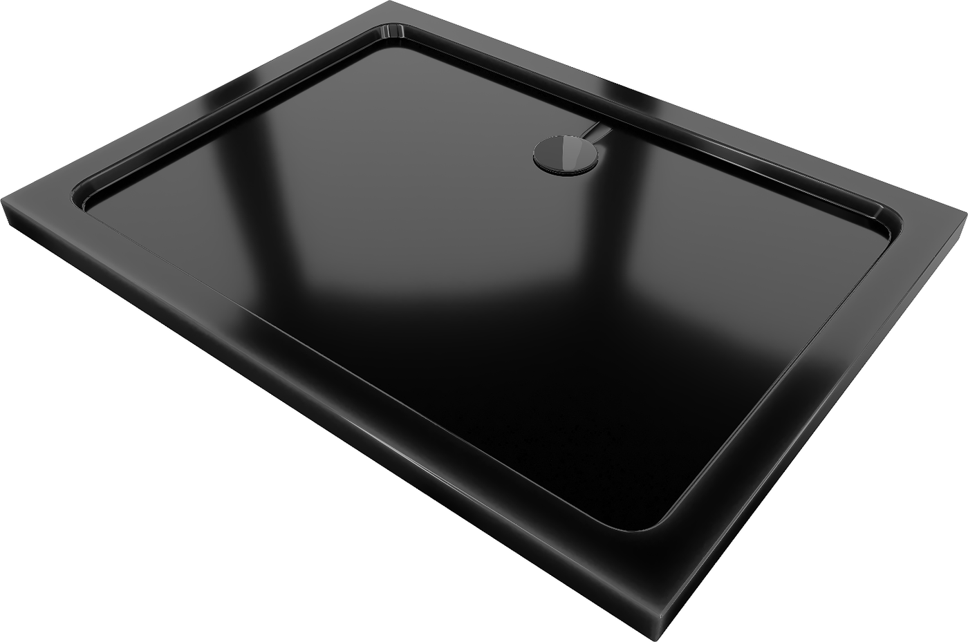 Mexen Flat rechteckige Duschwanne slim 90 x 70 cm, Schwarz, Siphon Schwarz - 40707090B