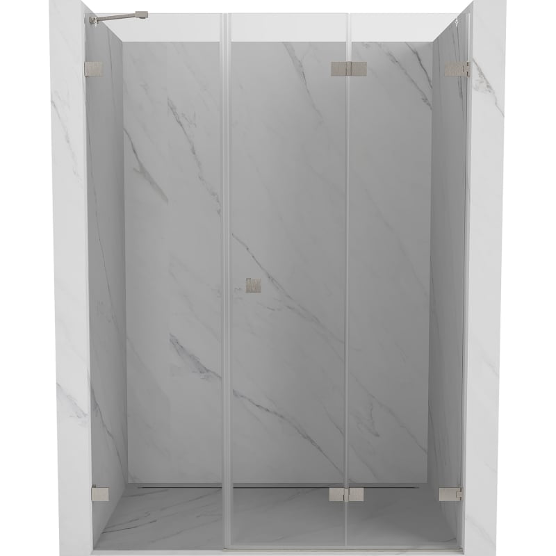 Mexen Lunar-F faltbare Duschabtrennung rechts 130 cm, transparent, gebürsteter Nickel - 836S-130-050-97-00-P
