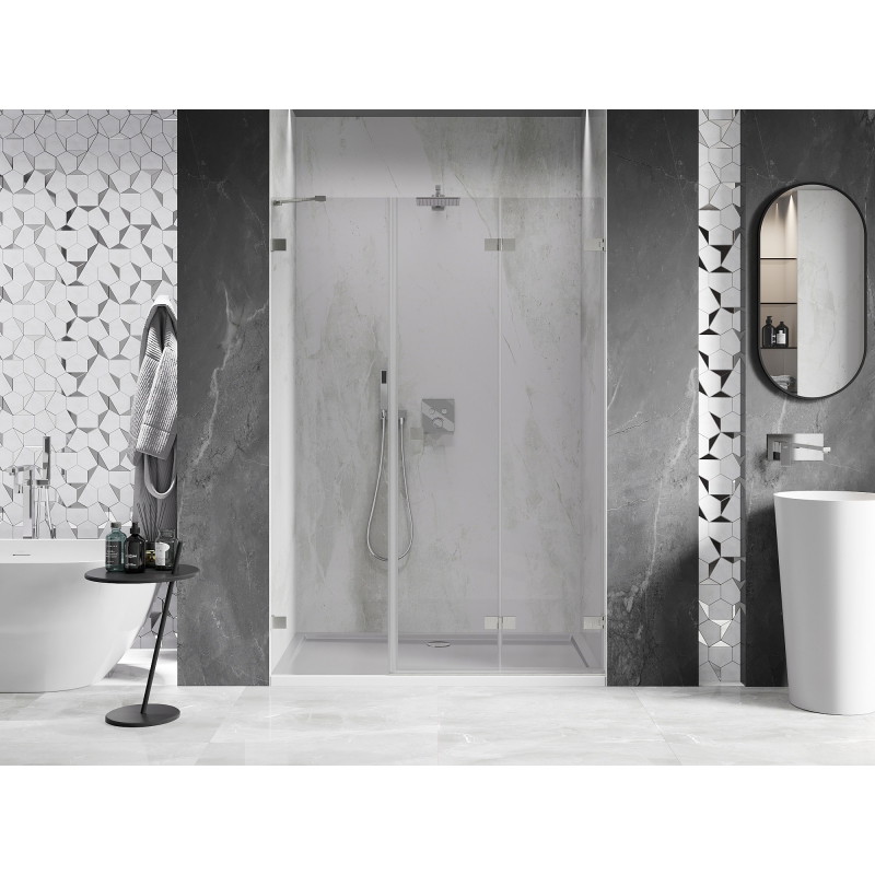 Mexen Lunar-F Falttür Dusche rechts 140 cm, transparent, gebürsteter Nickel - 836S-140-050-97-00-P